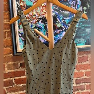 ZARA Green Polka Dot Satin Slip Dress